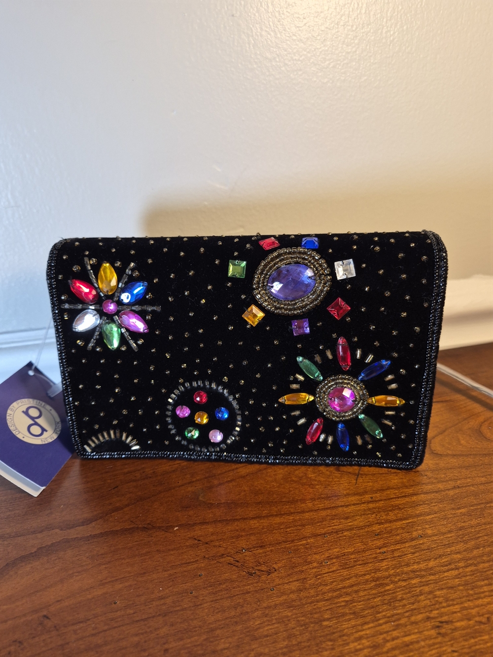 Vintage Black Velvet Small Clutch Bag Designed By Pristine C. Barton